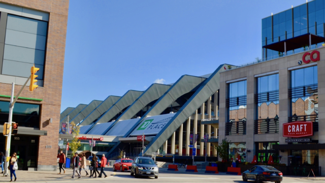The arena at TD Place seen from Bank Street