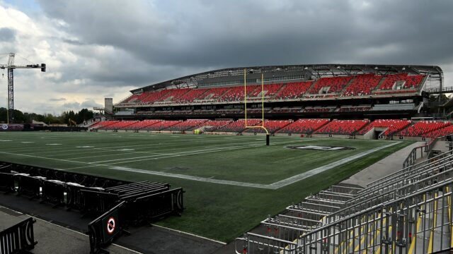 The football stadium at TD Place in Lansdowne Park, Ottawa, September 2026.